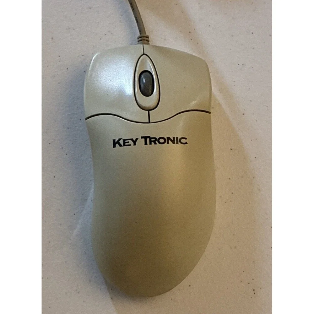 Vintage Key Tronic P801 PS2 3 Button Ball Mouse Scroll Wheel Wired